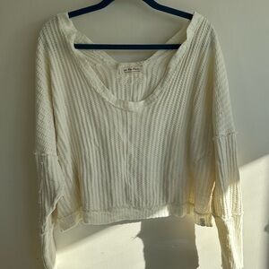 Free People New Magic Waffle Knit Thermal Ivory Top Womens S